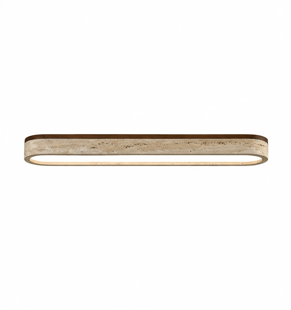 Bronze Flush Mount Natural Travertine Stone Ceiling Light
