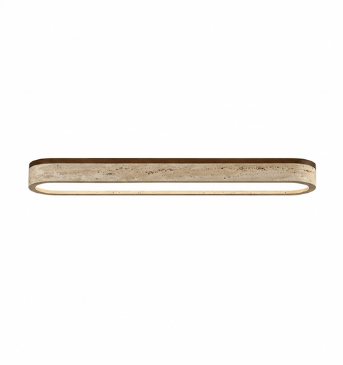 Bronze Flush Mount Natural Travertine Stone Ceiling Light