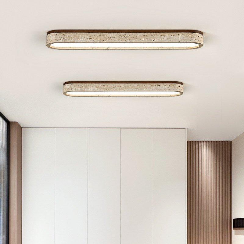 Bronze Flush Mount Natural Travertine Stone Ceiling Light