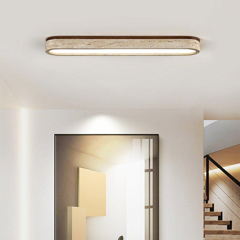 Bronze Flush Mount Natural Travertine Stone Ceiling Light