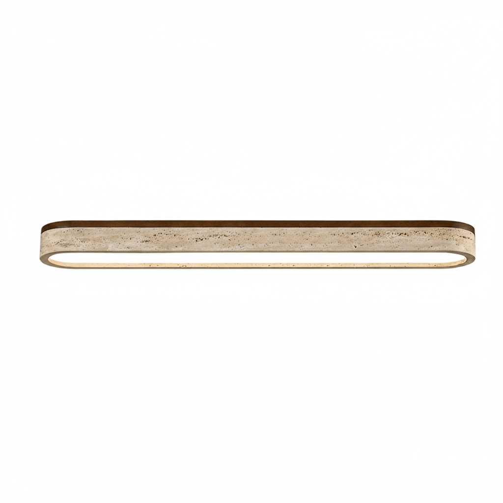 Bronze Flush Mount Natural Travertine Stone Ceiling Light