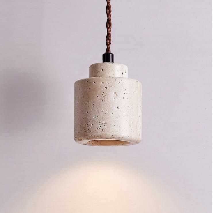 Travertine Drum Pendant Lamp For Kitchen And Bedside Ambience