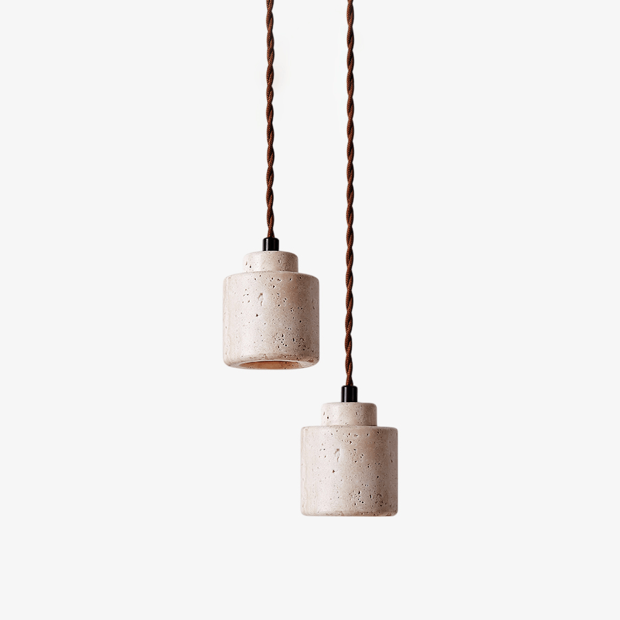 Travertine Drum Pendant Lamp For Kitchen And Bedside Ambience