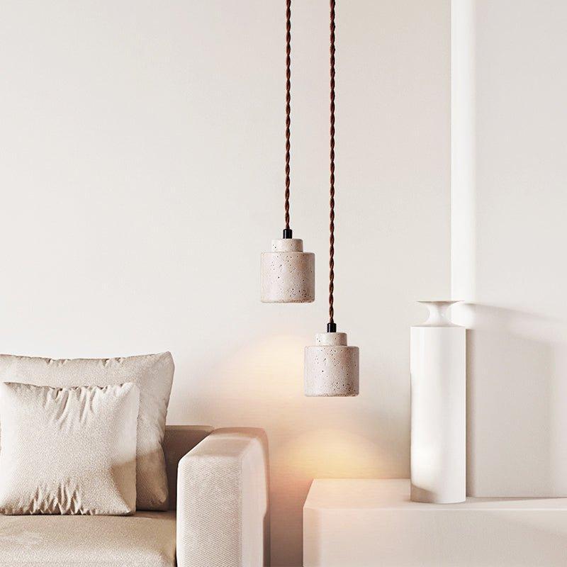 Travertine Drum Pendant Lamp For Kitchen And Bedside Ambience
