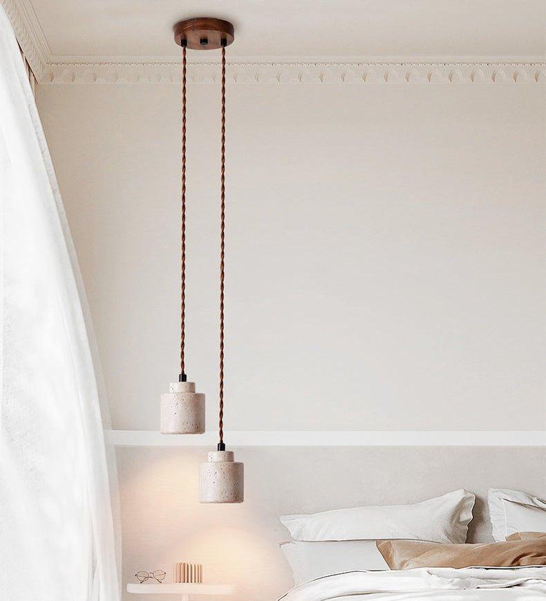 Travertine Drum Pendant Lamp For Kitchen And Bedside Ambience
