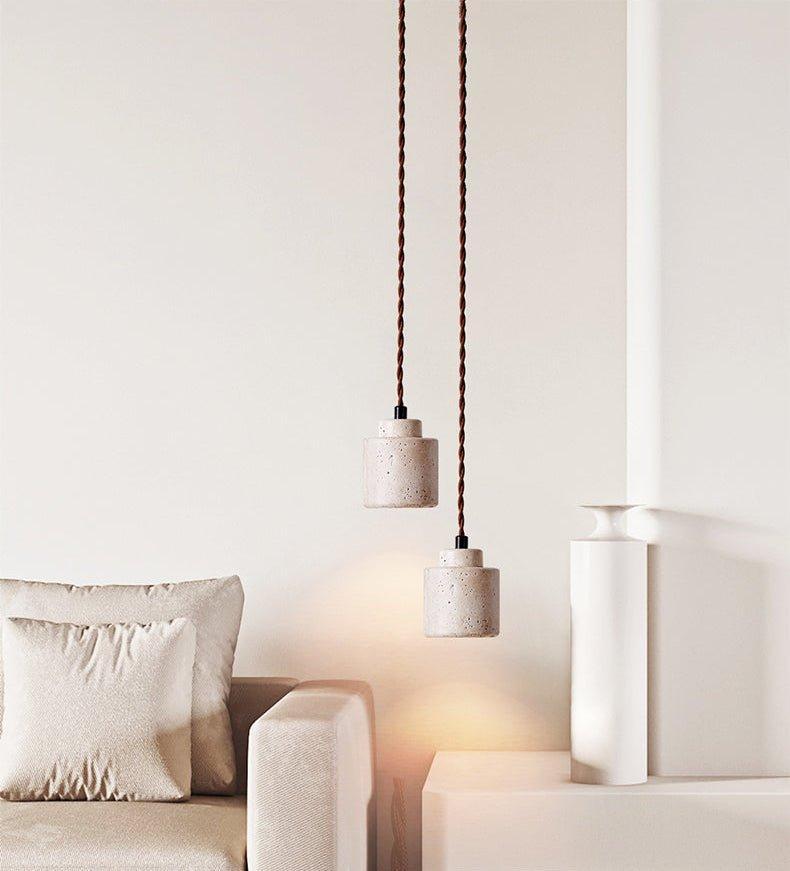 Travertine Drum Pendant Lamp For Kitchen And Bedside Ambience