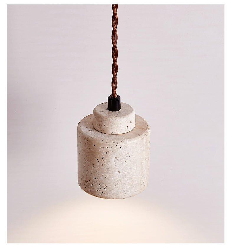 Travertine Drum Pendant Lamp For Kitchen And Bedside Ambience