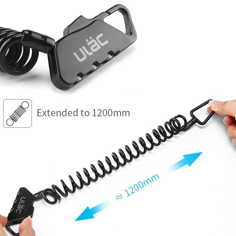 Mini-kabellås med 3-sifret kombinasjon mot tyveri, 1,2 m kabel