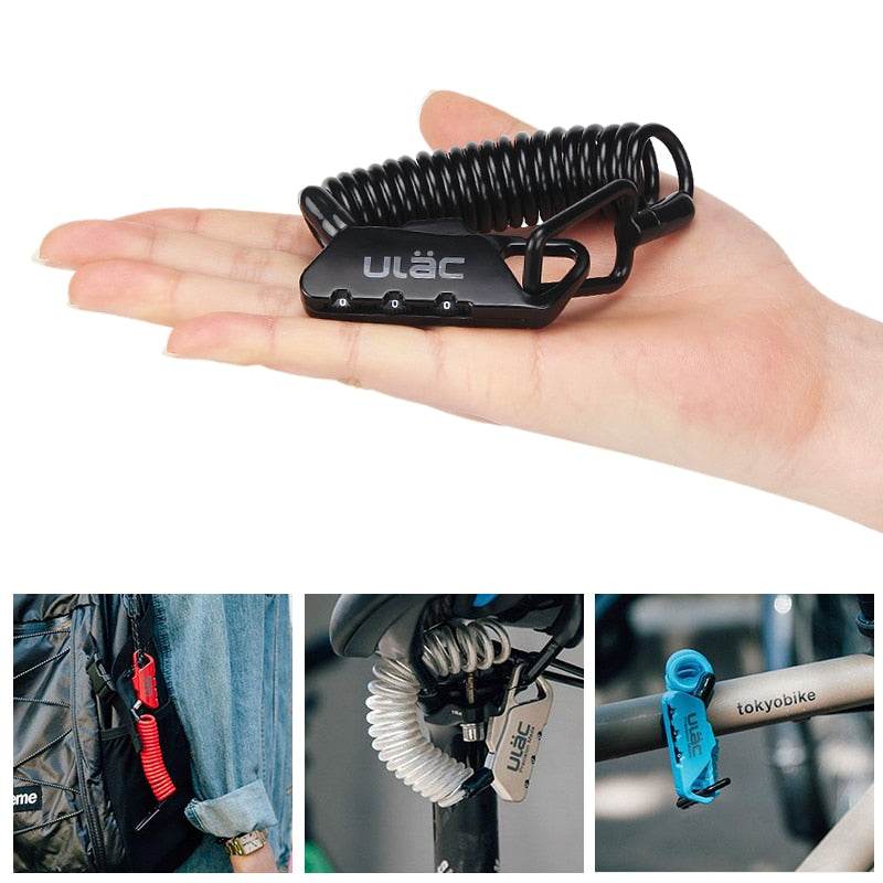 Mini-kabellås med 3-sifret kombinasjon mot tyveri, 1,2 m kabel