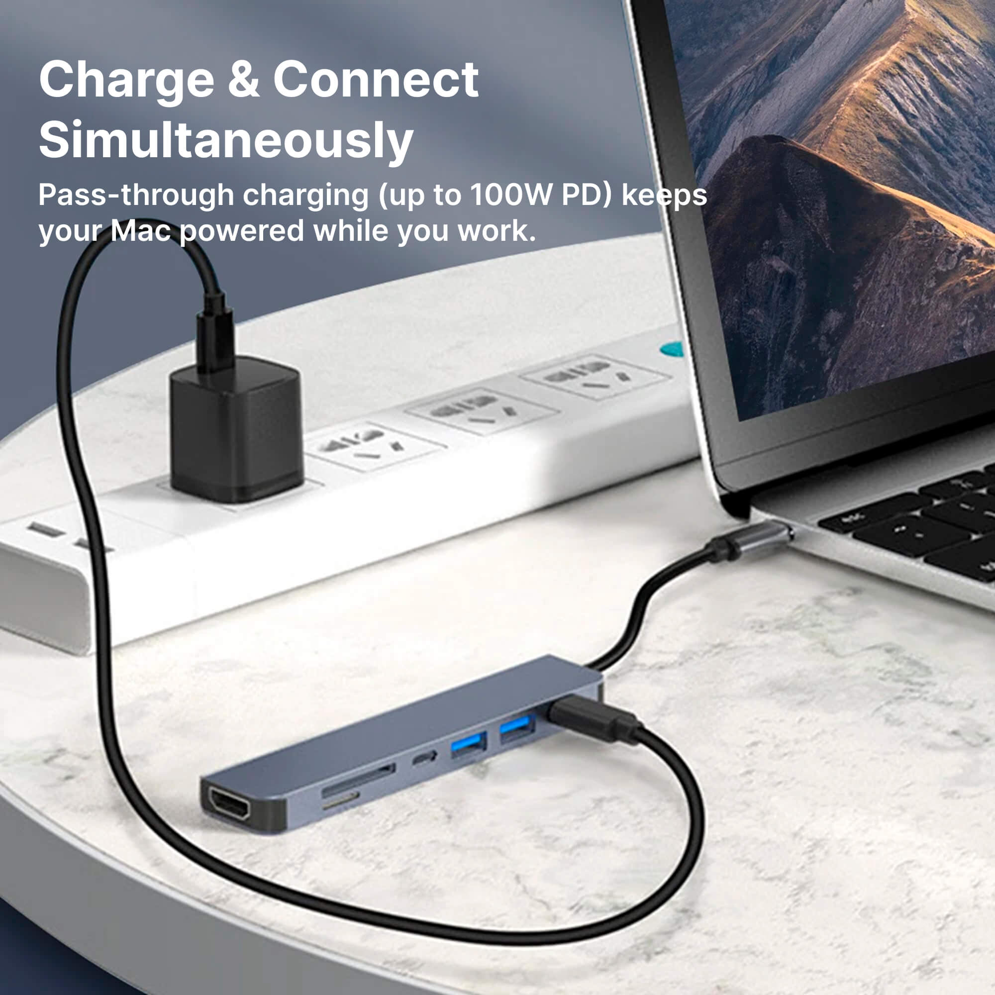 Adapter wieloportowy USB-C - HDMI - USB - czytnik kart SD - kompatybilny z MacBookiem | meowbutter
