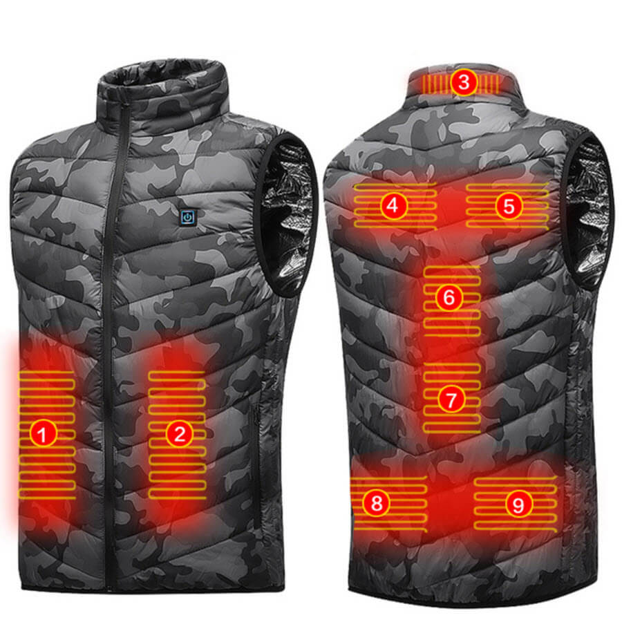 USB-Powered Heated Vest — 8 Heat Zones, Cold-Weather Warmth