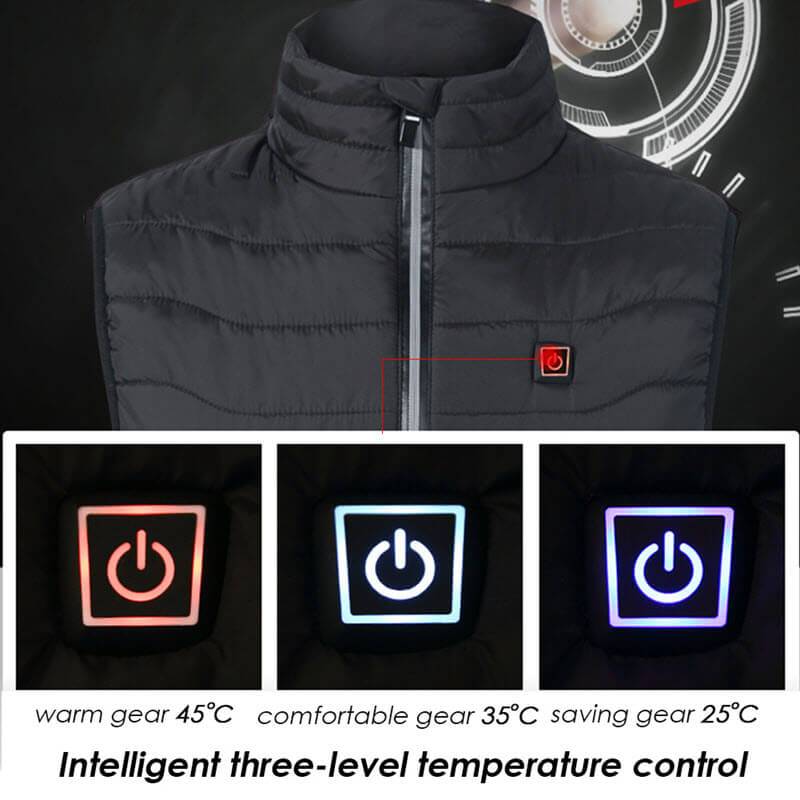 Gilet riscaldato alimentato tramite USB — strato riscaldante elettrico indossabile