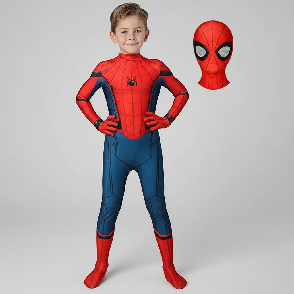 Kids Stretch Superhero Costume Set — Elastic Jumpsuit & Mask