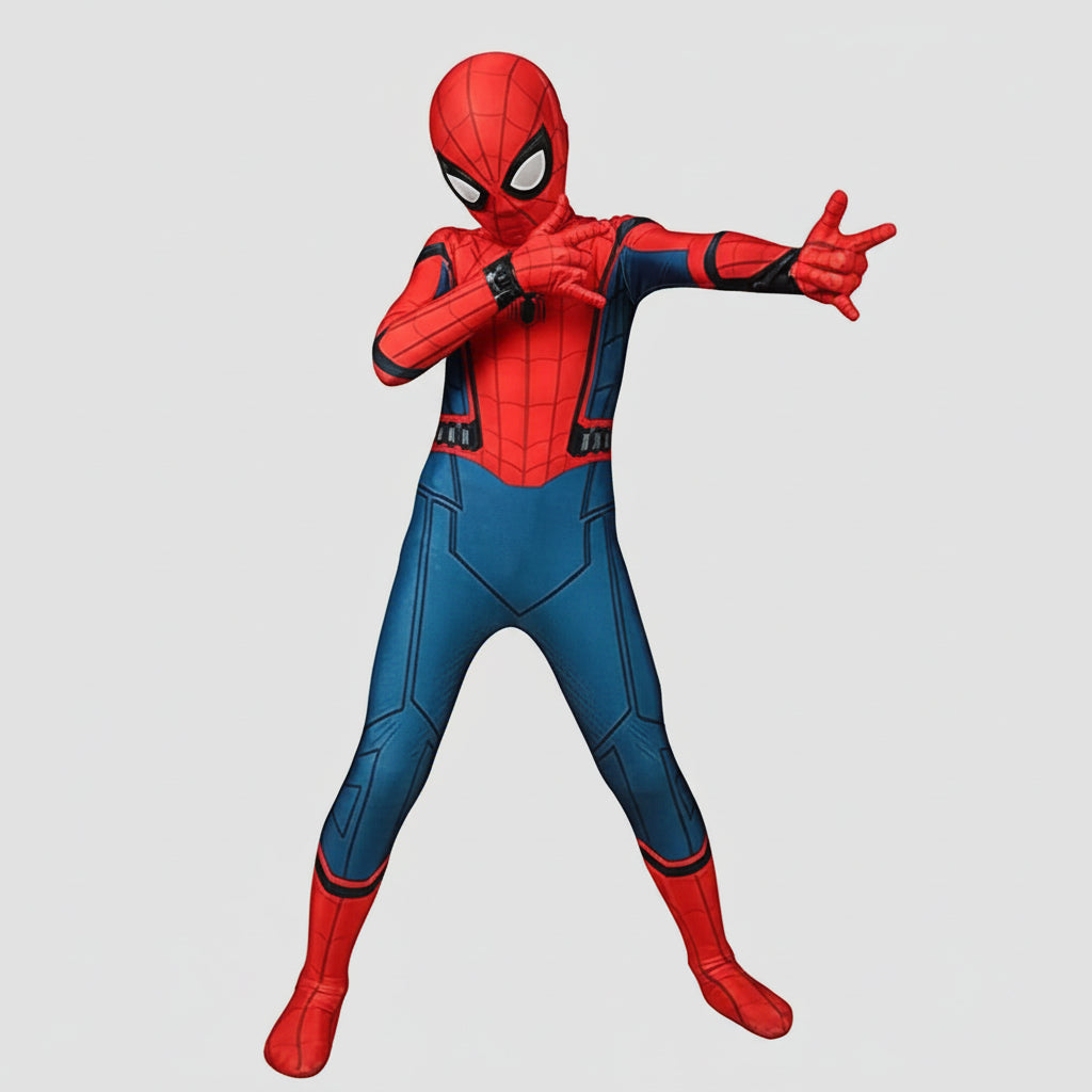 Kids Stretch Superhero Costume Set — Elastic Jumpsuit & Mask