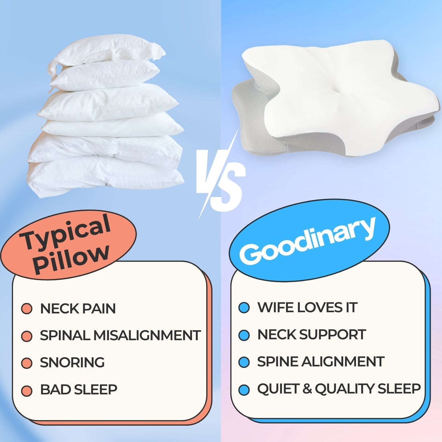 Ultra Cooling Pillow With Contoured Memory Foam For Restful Sleep