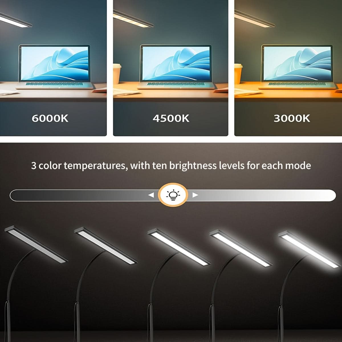 Ultra Wide LED Desk Lamp with Adjustable Color Modes | meowbutter