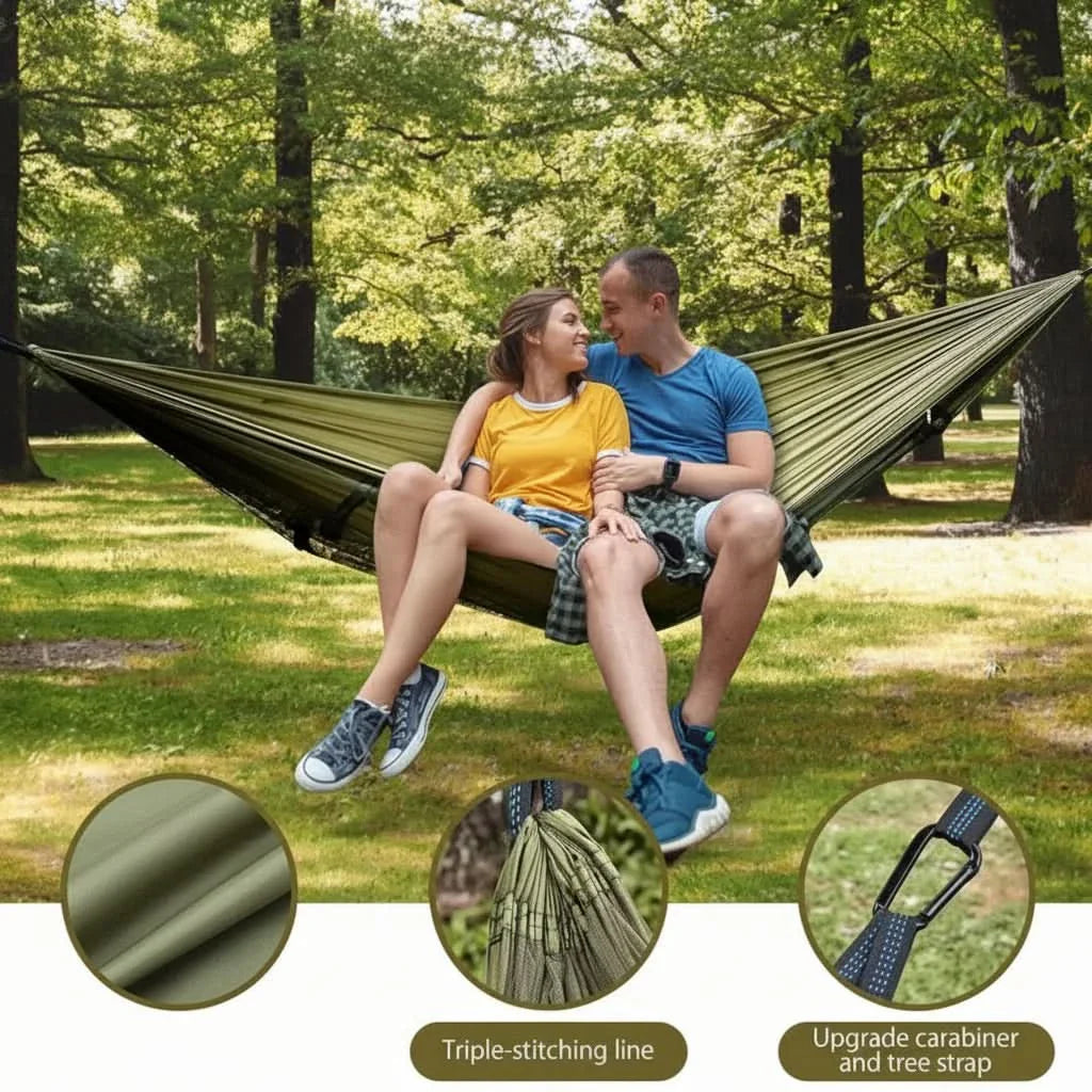 Compacte buitenshangmat met geïntegreerd insectennet | meowbutter