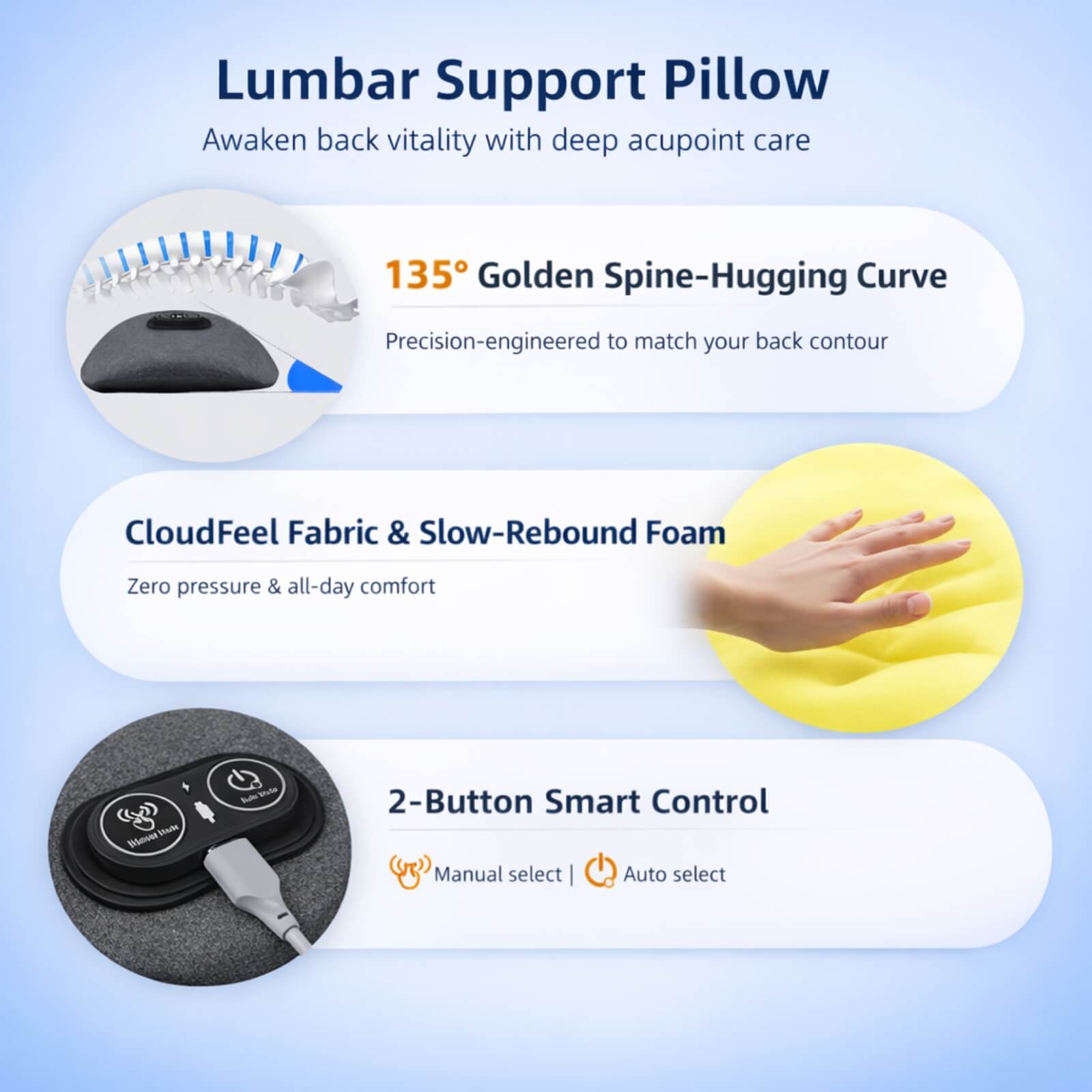 3-in-1 Back Massager with Heat - Vibration - Lumbar Support - Electric - Home & Office | meowbutter