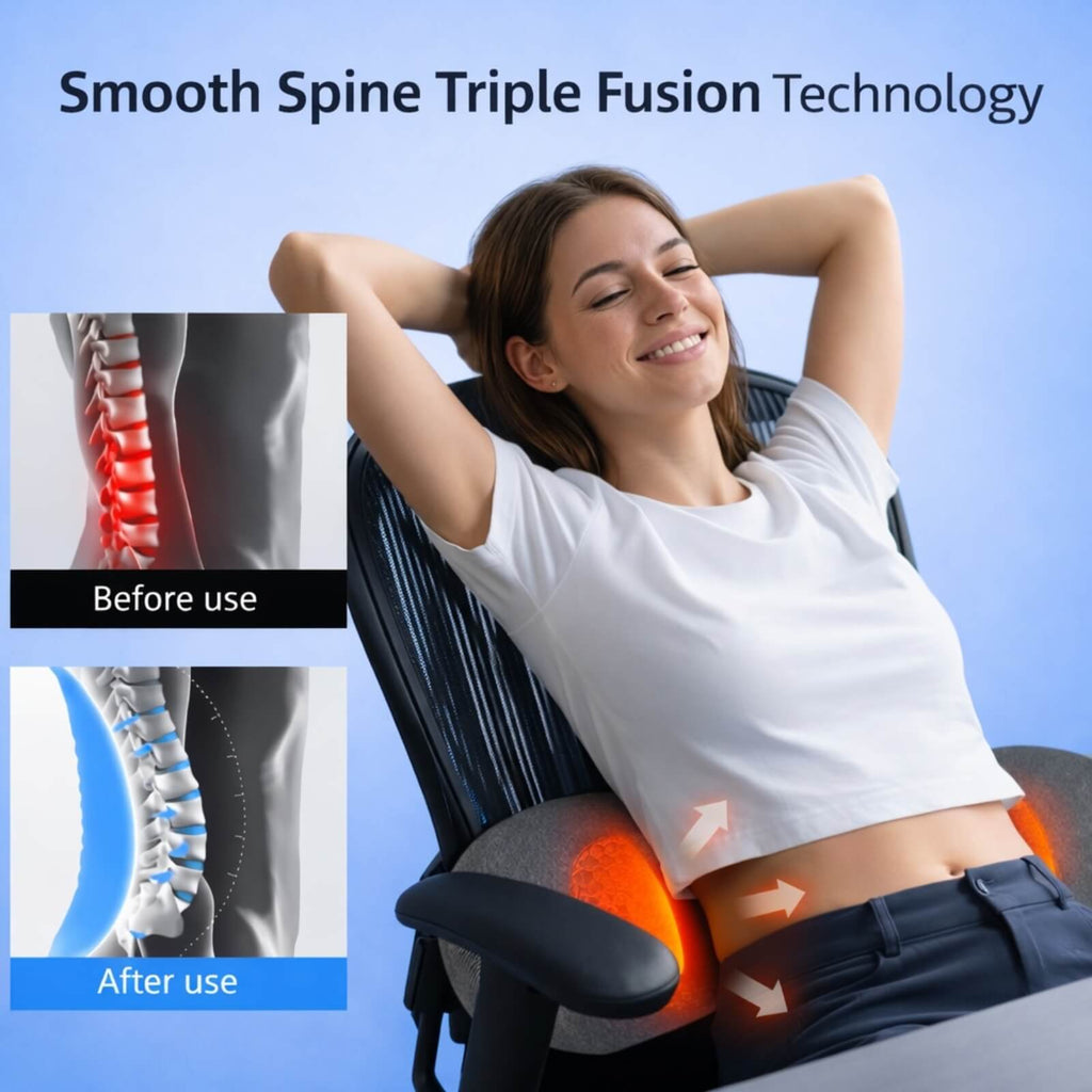 3-in-1 Back Massager with Heat - Vibration - Lumbar Support - Electric - Home & Office | meowbutter