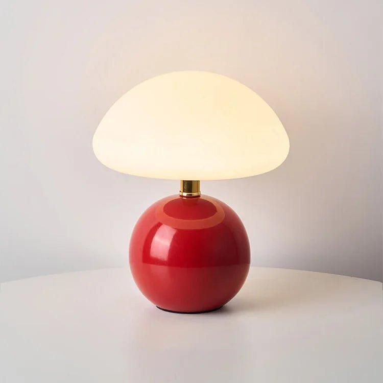 Lampada crema con funghi francesi con illuminazione LED regolabile, design in ceramica