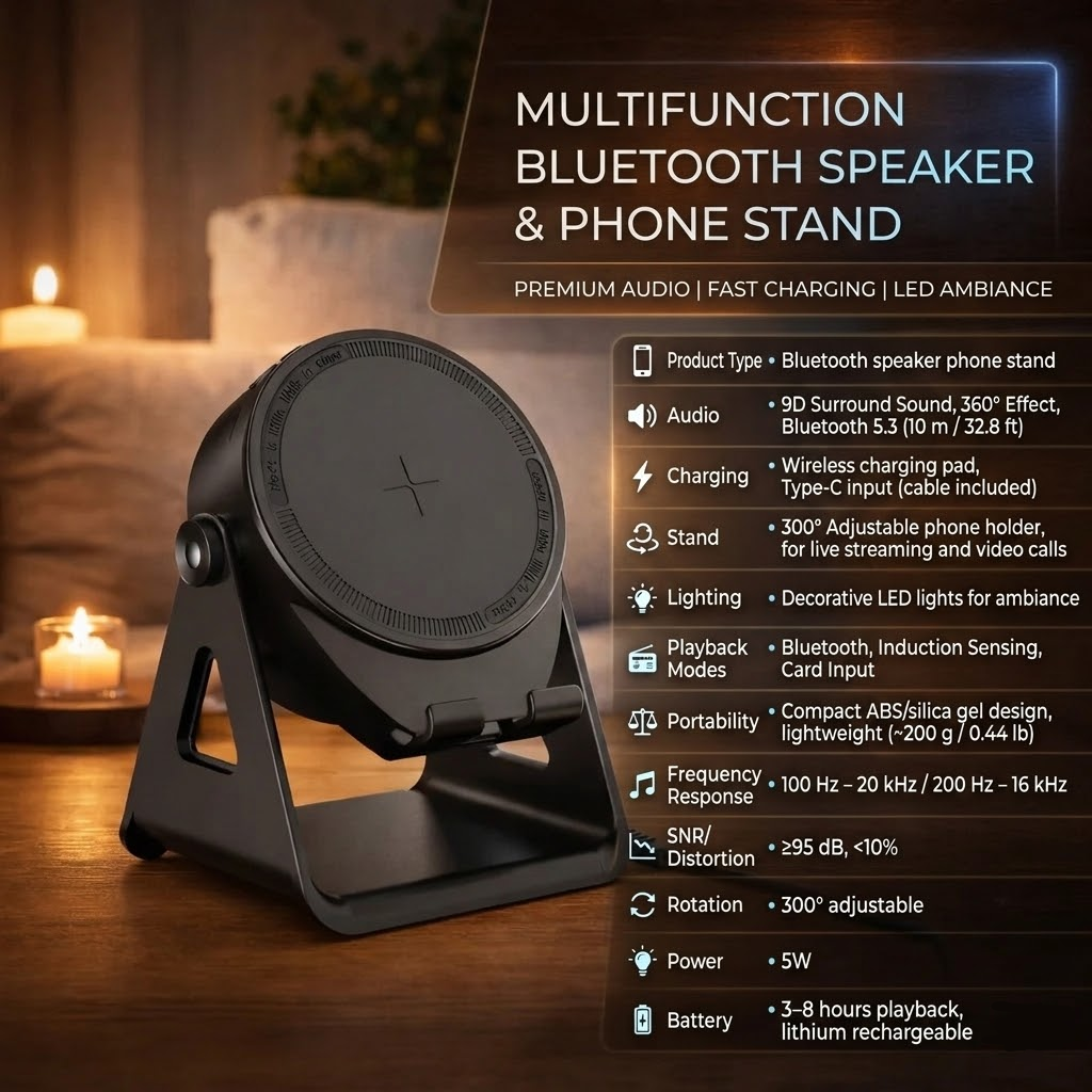 Supporto per telefono con altoparlante Bluetooth, caricatore wireless a induzione | Meowbutter