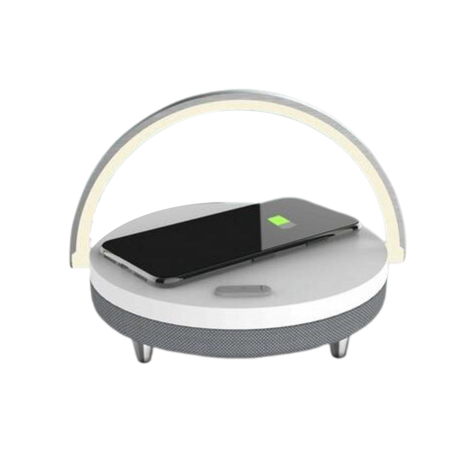 Bluetoothスピーカー＆ワイヤレス充電器付きLEDデスクランプ - Bluetooth 5.0 - 10W Qi充電 - ホワイト | meowbutter
