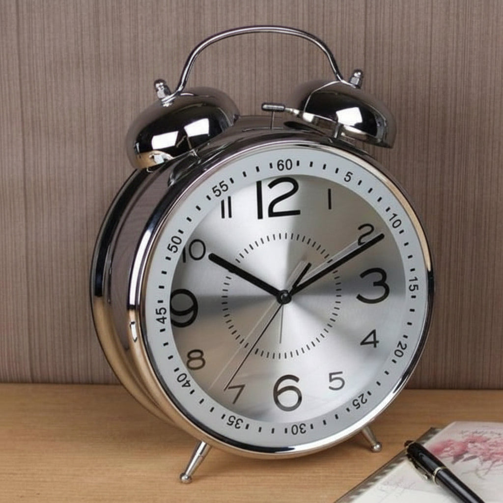Alarm Clock Metal Vintage Double Bell Loud Bedside Clock | Meowbutter