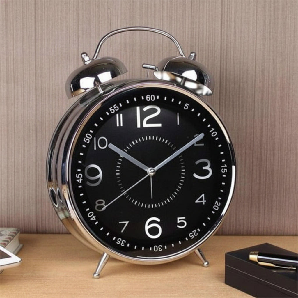 Alarm Clock Metal Vintage Double Bell Loud Bedside Clock | Meowbutter