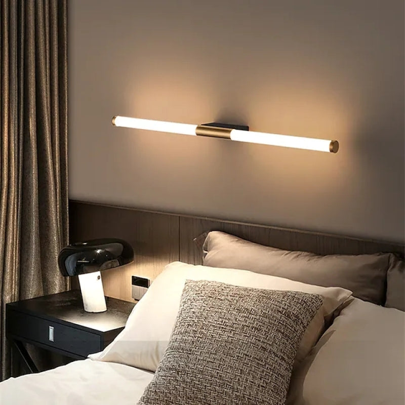 Gold Finish Metal And Acrylic Wall Light With Linear LED Bar