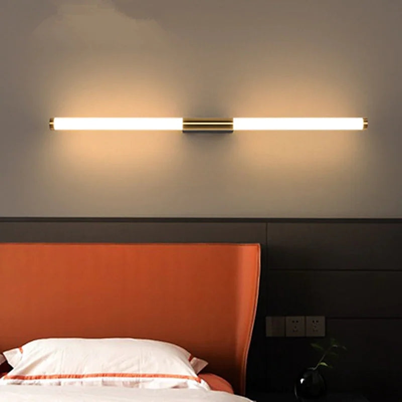 Gold Finish Metal And Acrylic Wall Light With Linear LED Bar