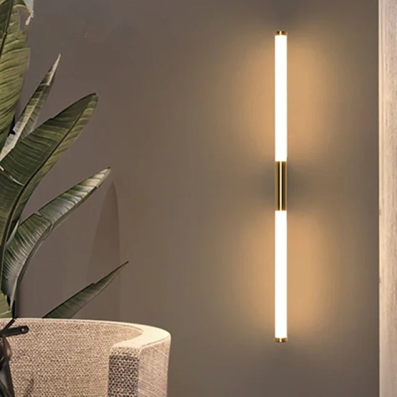 Gold Finish Metal And Acrylic Wall Light With Linear LED Bar