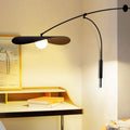 Metal Wall Lamp With Curved Arm And Glass Shade Sculptural Nordic Design