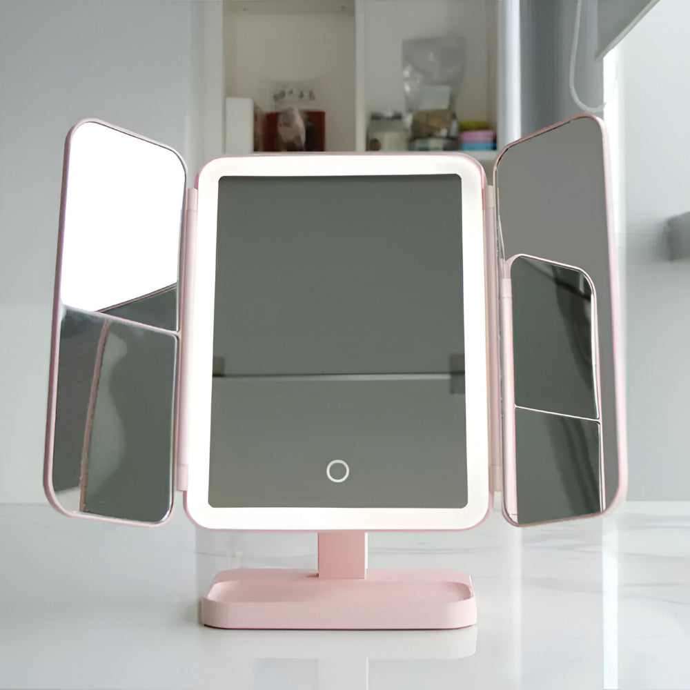 Sminkespejl med LED-lys, justerbar belysning og foldbart stativ | Meowbutter