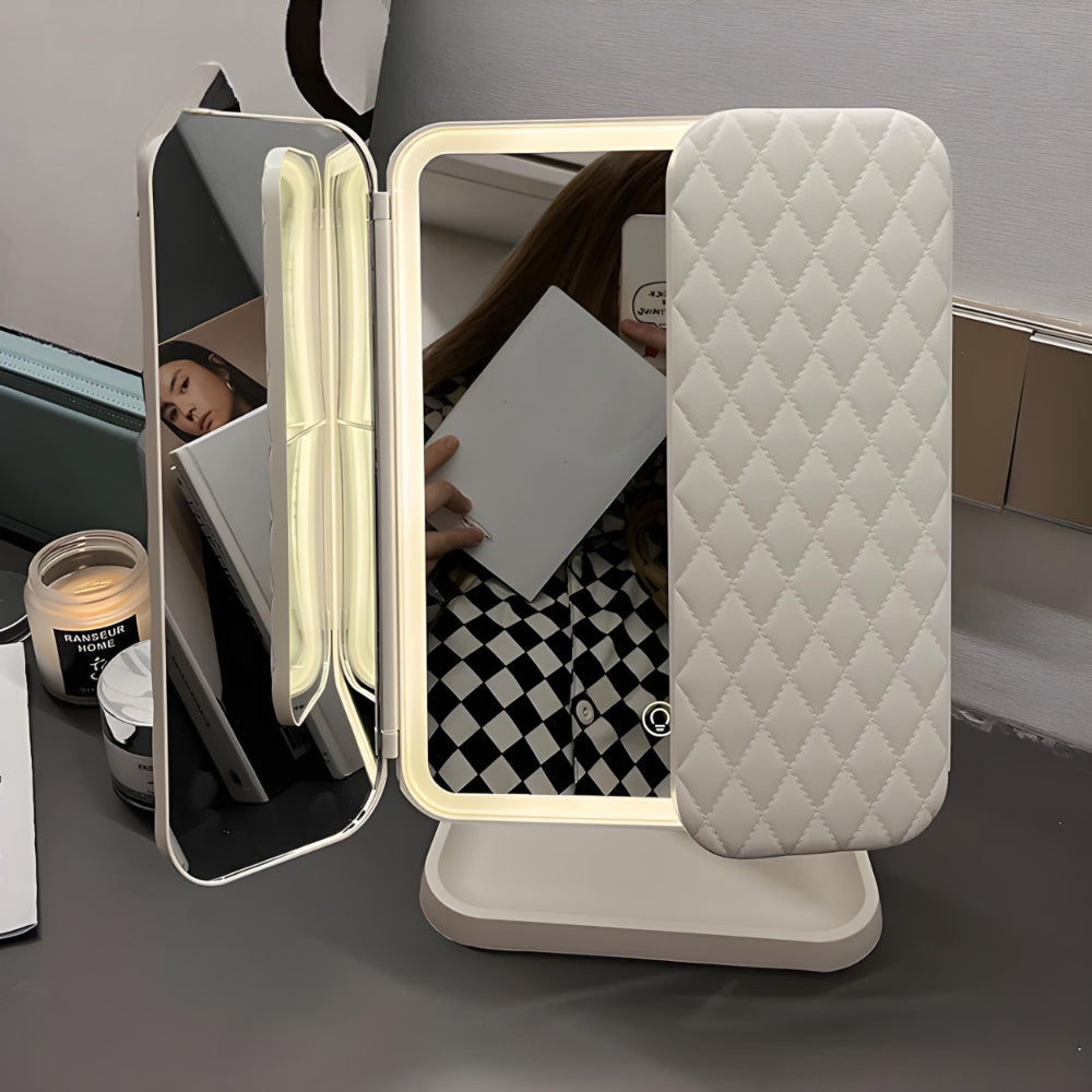 Sminkespejl med LED-lys, justerbar belysning og foldbart stativ | Meowbutter