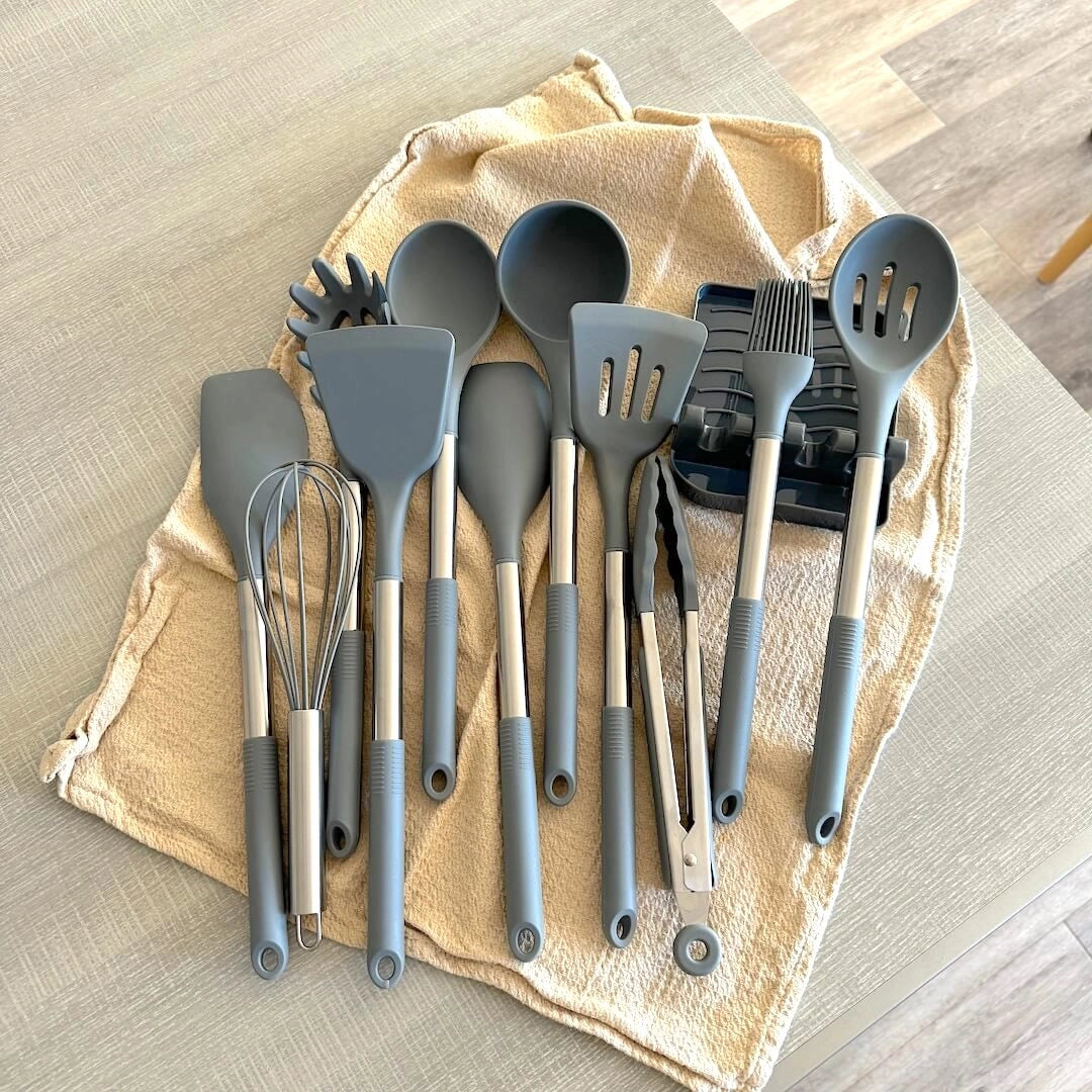 12-delige antiaanbakbare siliconen keukengereisett — hittebestendige kookaccessoires