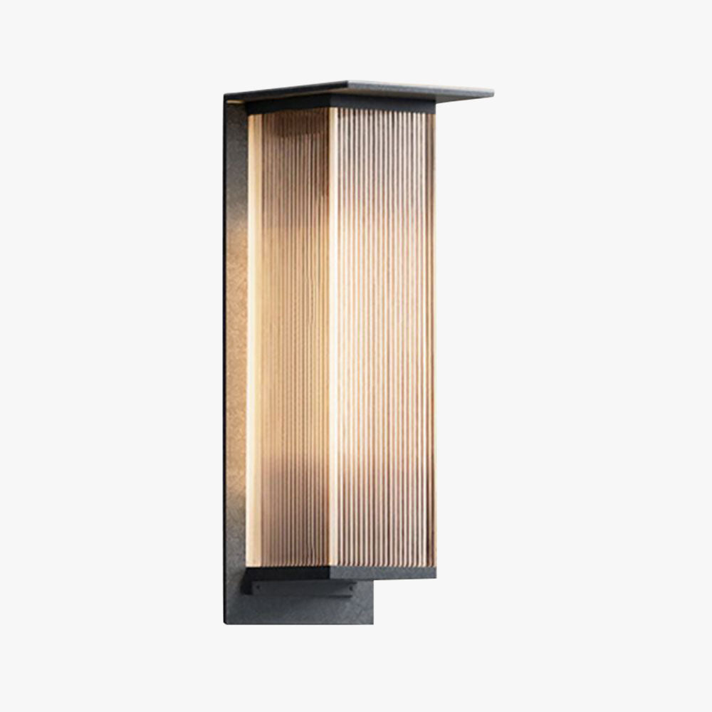 Outdoor Wall Lamp Rectangular Design With Ribbed Glass And Metal IP68 Waterproof LED