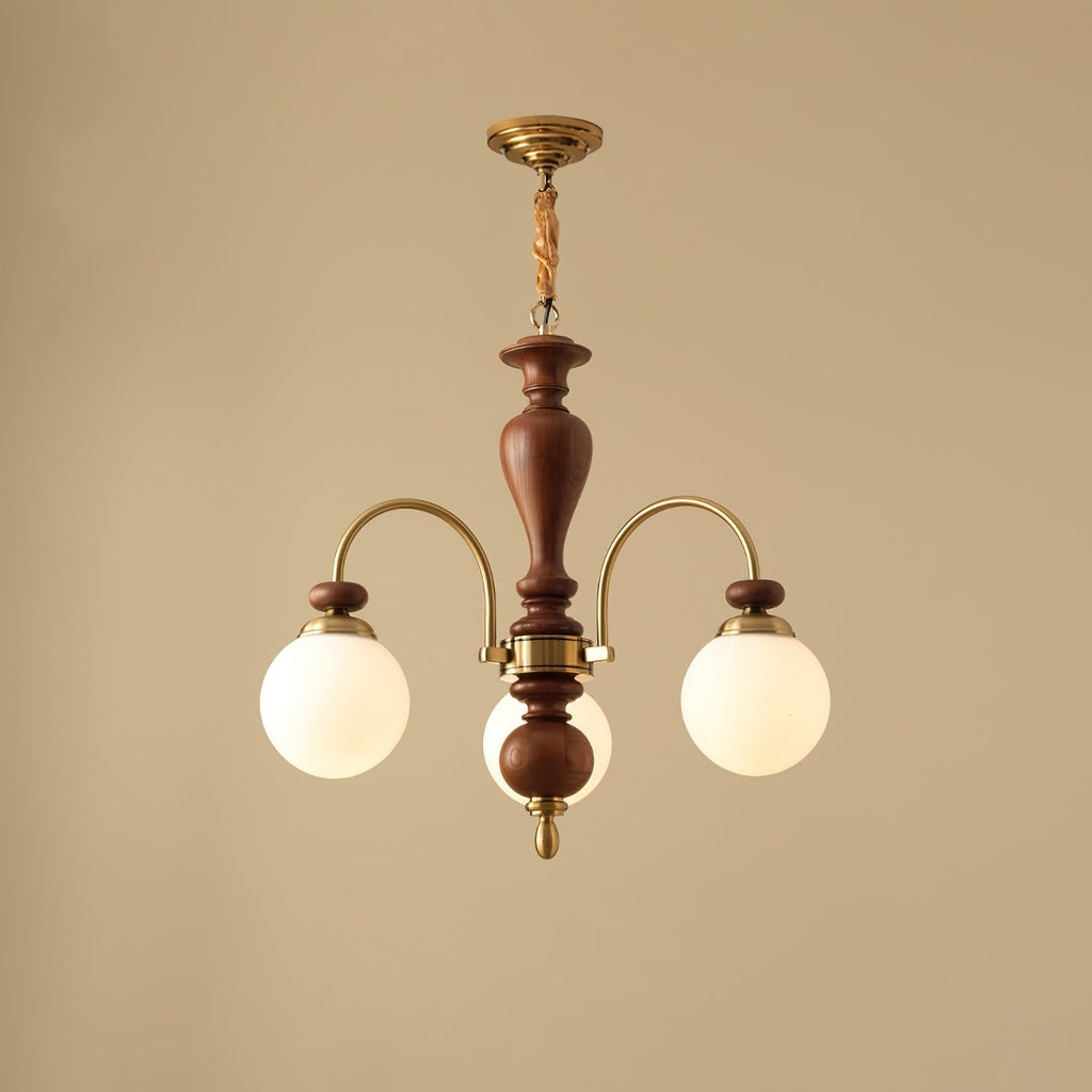 Elegante lampadario vittoriano con vetro in legno e altezza regolabile