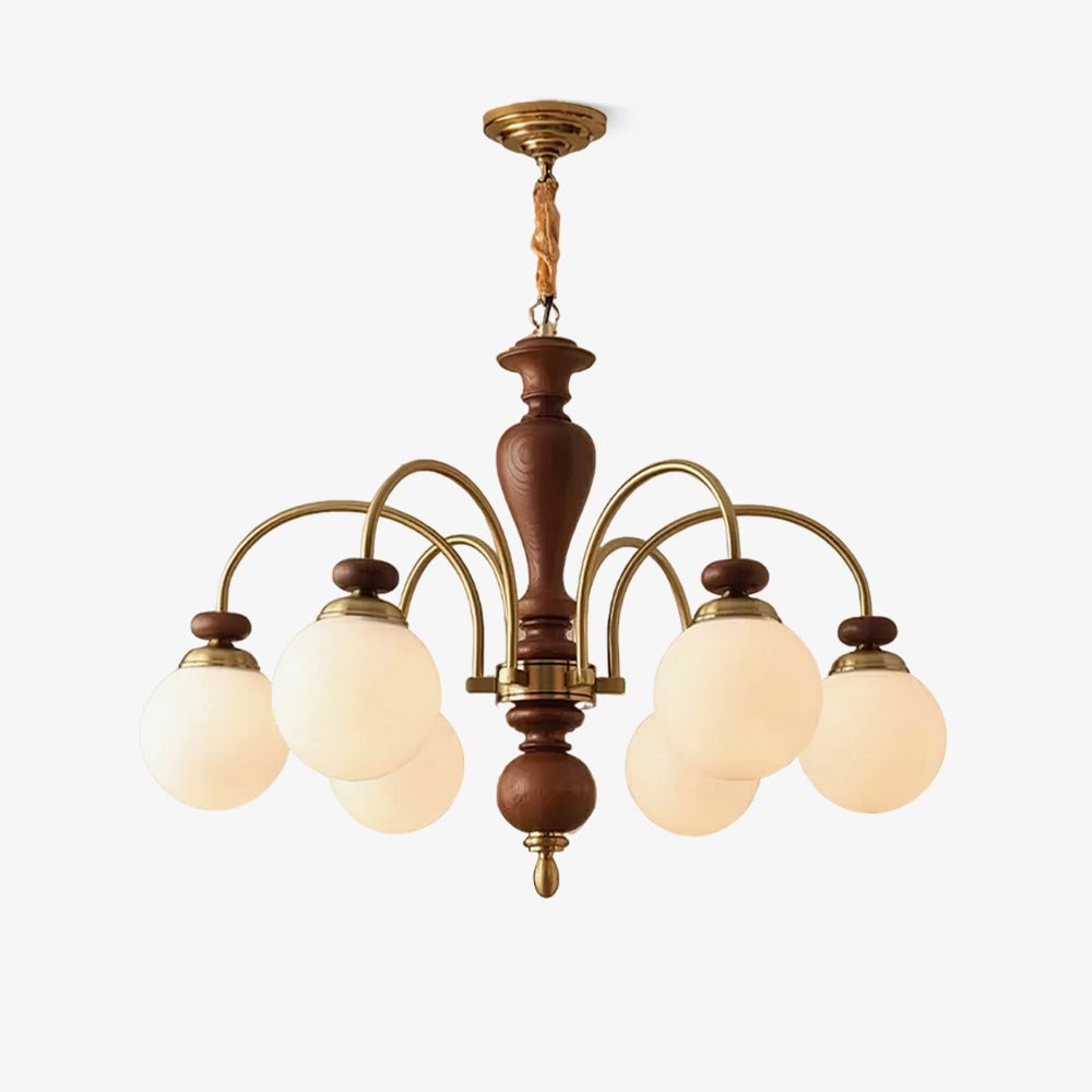 Elegante lampadario vittoriano con vetro in legno e altezza regolabile