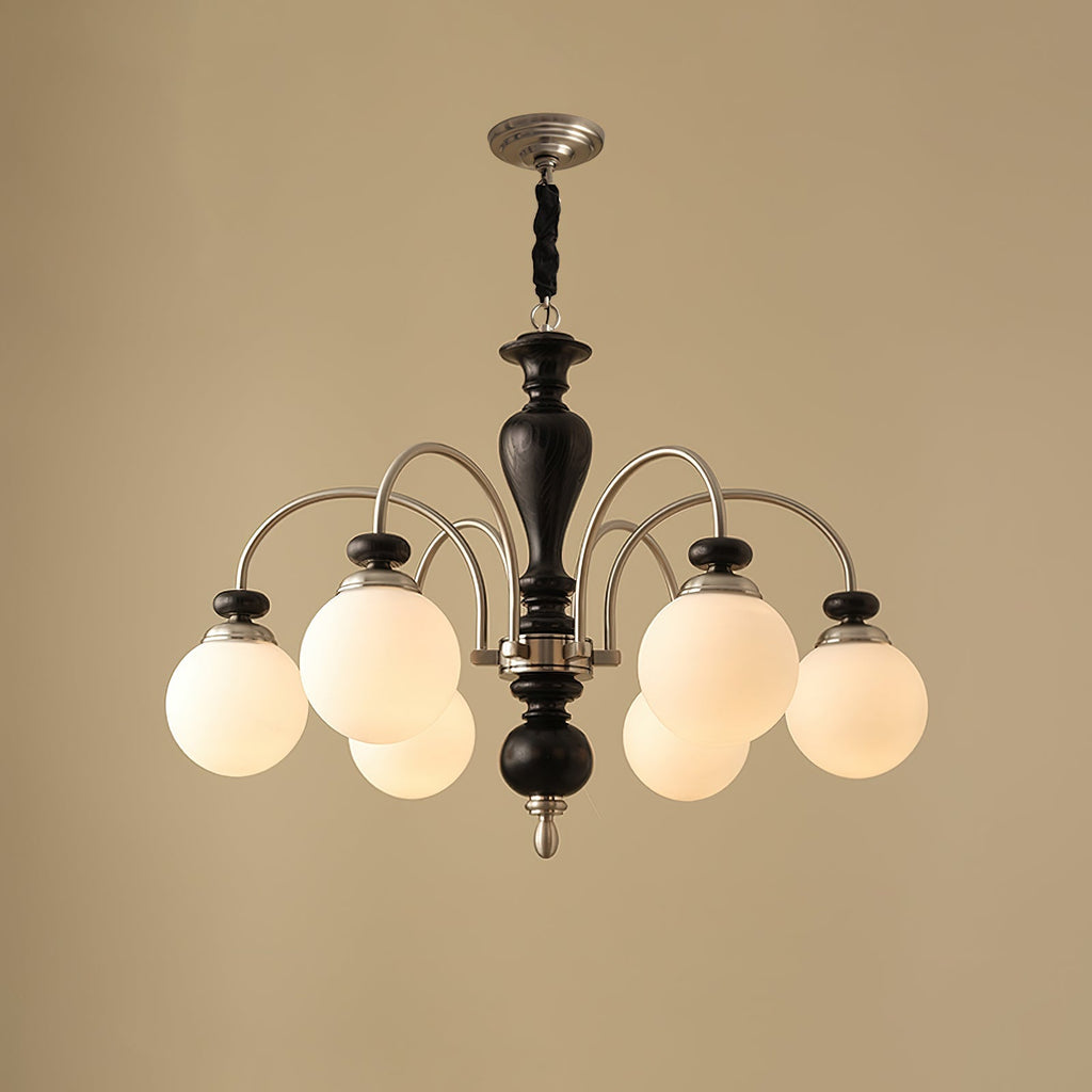 Elegante lampadario vittoriano con vetro in legno e altezza regolabile