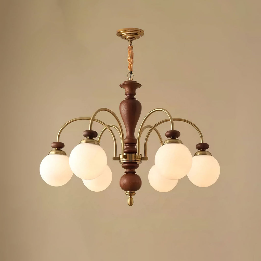 Elegante lampadario vittoriano con vetro in legno e altezza regolabile