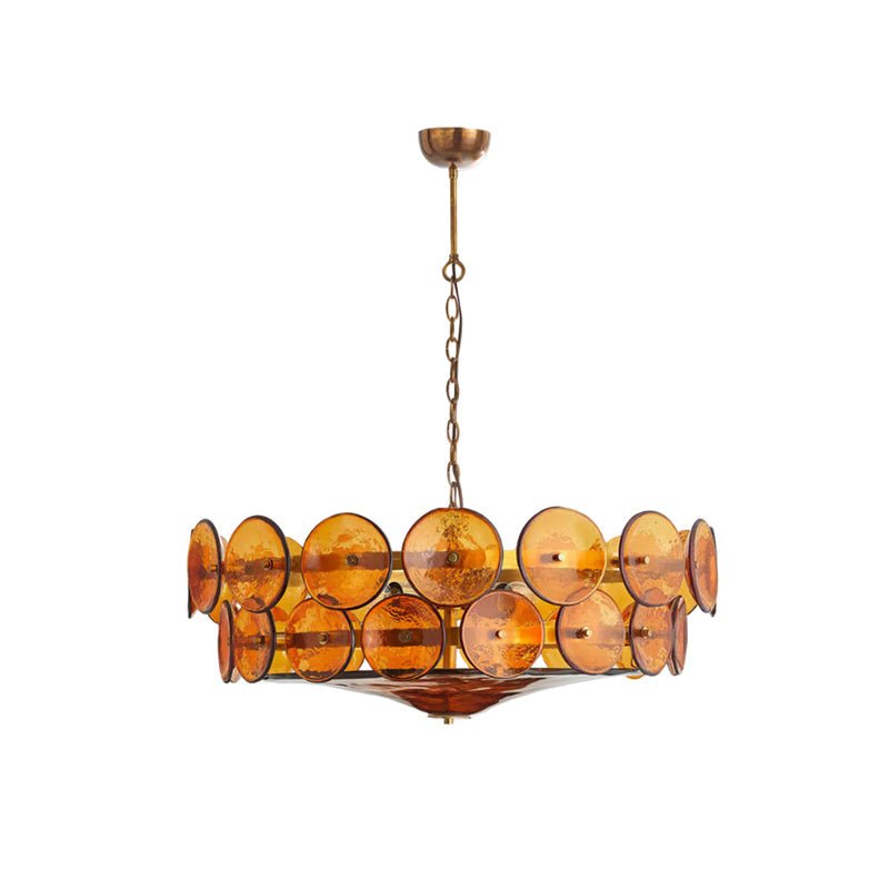 Gold Adjustable Height Chandelier With Textured Glass Orbs