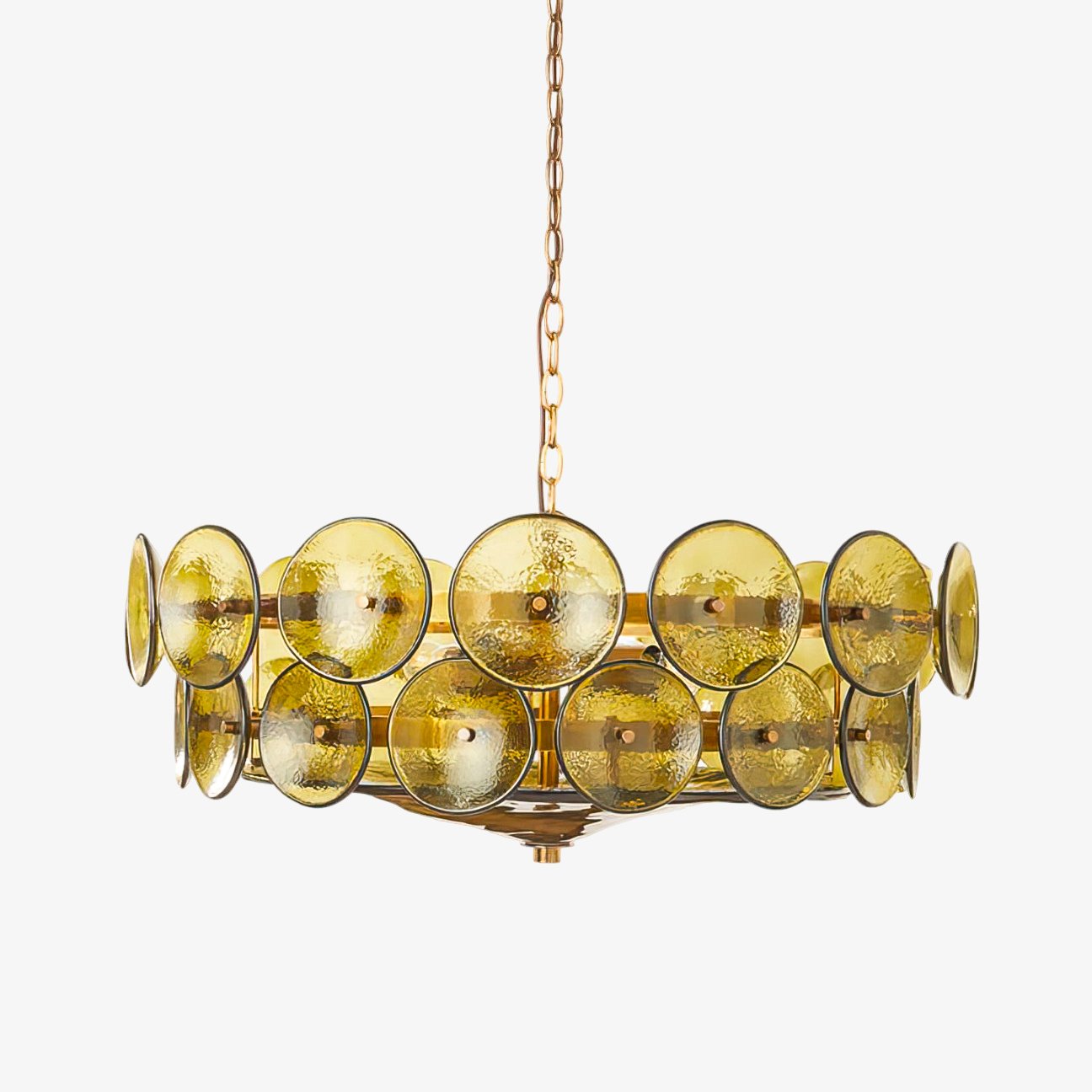 Gold Adjustable Height Chandelier With Textured Glass Orbs