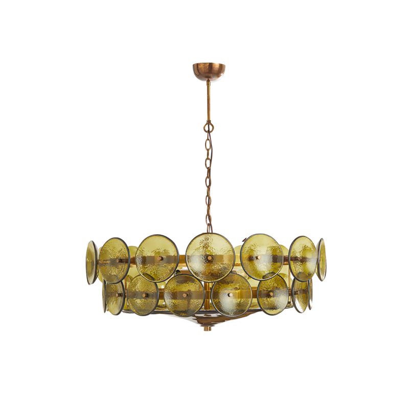 Gold Adjustable Height Chandelier With Textured Glass Orbs