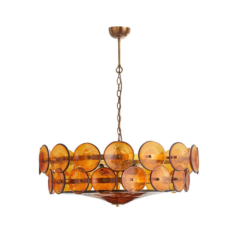 Gold Adjustable Height Chandelier With Textured Glass Orbs