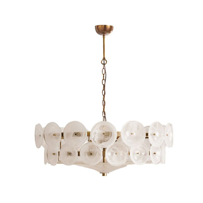 Gold Adjustable Height Chandelier With Textured Glass Orbs