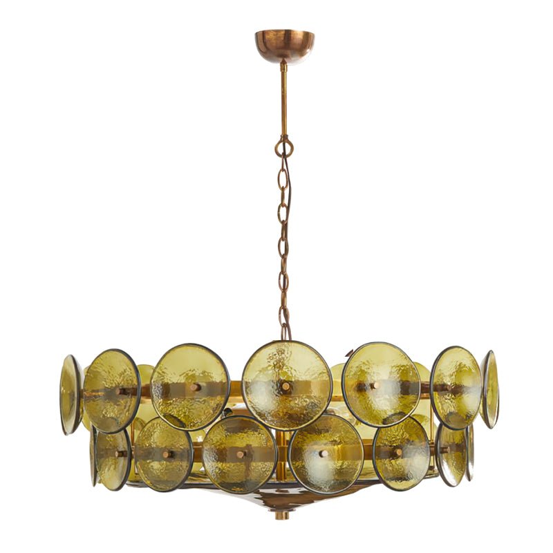 Gold Adjustable Height Chandelier With Textured Glass Orbs