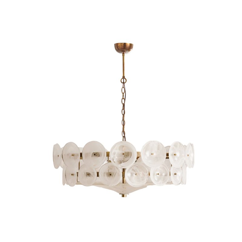 Gold Adjustable Height Chandelier With Textured Glass Orbs