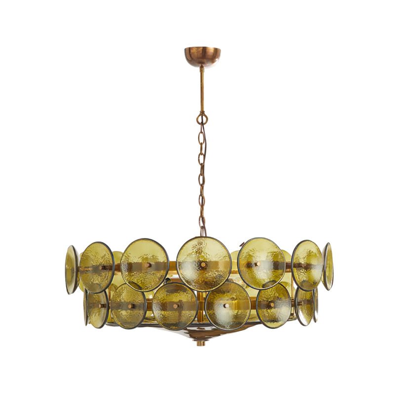 Gold Adjustable Height Chandelier With Textured Glass Orbs