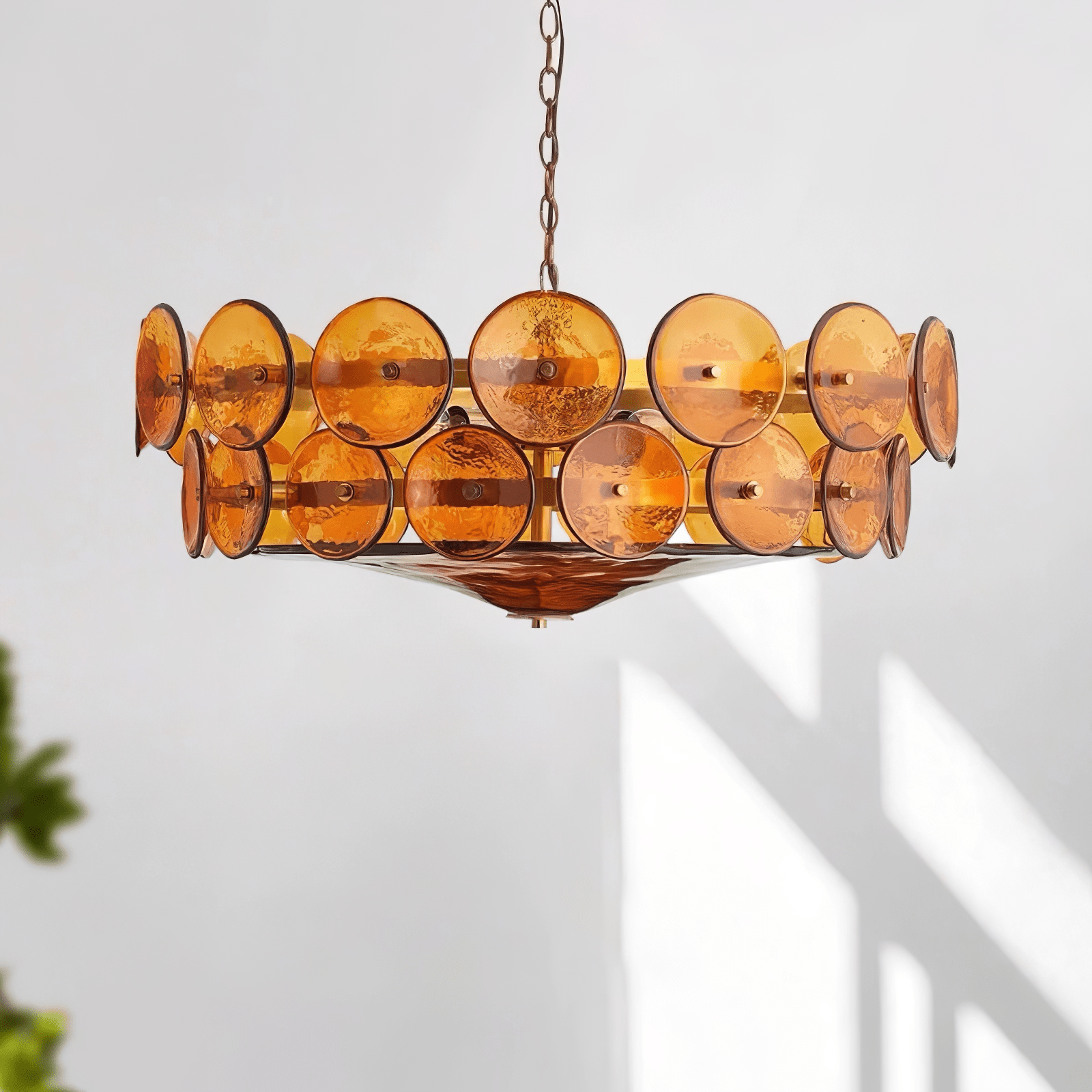 Gold Adjustable Height Chandelier With Textured Glass Orbs
