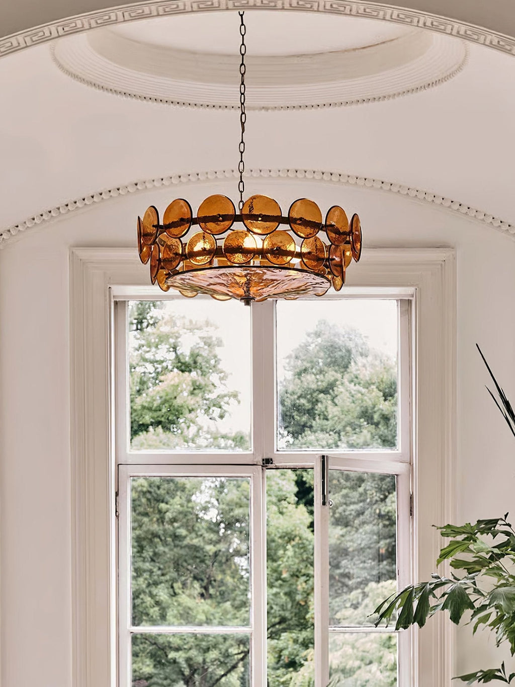 Gold Adjustable Height Chandelier With Textured Glass Orbs